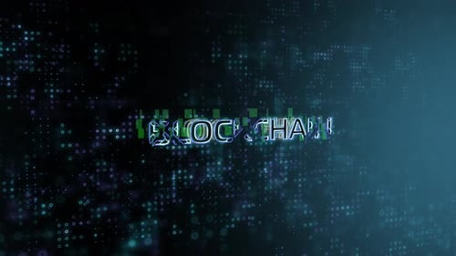 Animation de révélation de texte sur le concept de blockchain avec technologie abstraite numérique, arrière-plan, rendu 3D pour