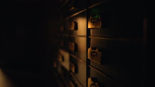 Safe Deposit Boxes Inside Secure Bank Vault Storage Room