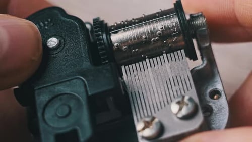Close-up of a Music Box Mechanism