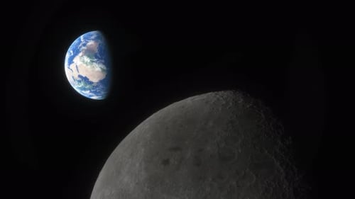 Lunar Program the Spacecraft Flies Over the Surface of the Moon