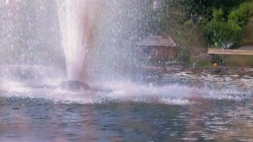 Water Fountain in Park. Splashing Streams of Fountain in . Water