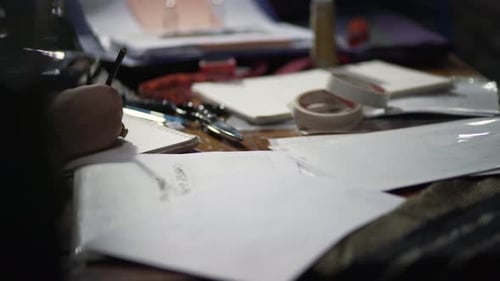 Hand Drawing a Detailed Sketch in Notebook