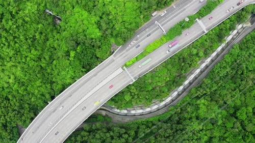 Breathtaking And Bird’s Eye View Of Highway And Overpass In City