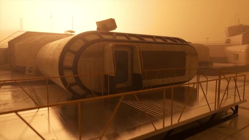 Forschungsbasis auf dem Mars, Weltraumkolonisierung, Satellitenschüsseln für Kommunikation, Science Fiction, 3D