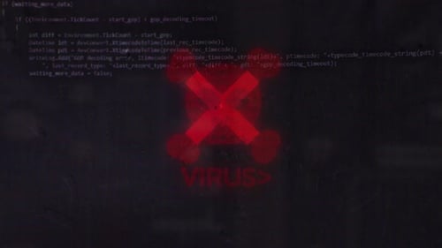 Digital Virus Skull Glitch Warning Background Animation