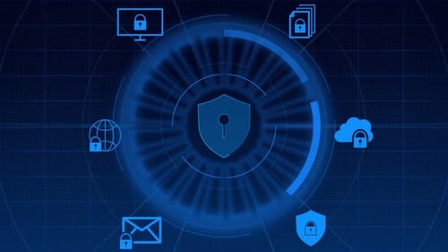 Futuristic Data Security HUD Icon Reveal