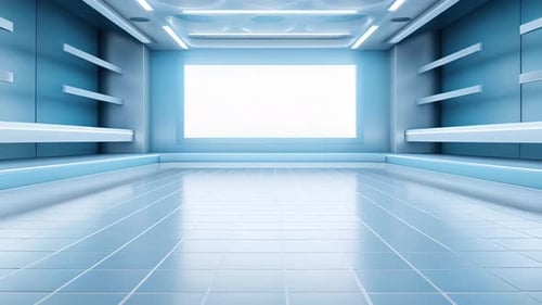 Podium Futuristische Vitrine mit Plattform für Produktausstellungen. Leeres modernes Bühnendisplay