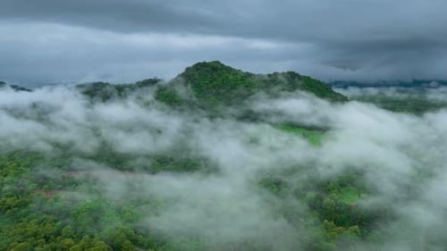 Beautiful aerial view of the valley landscape in the morning.