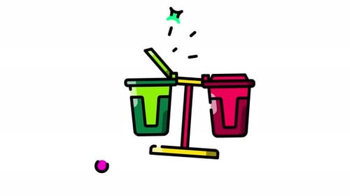 Modern Animated Icon of Recycling and Waste Bins