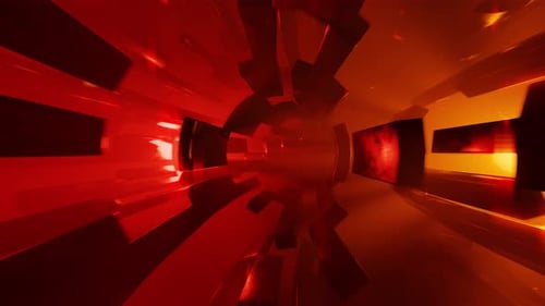 Bright Glowing Neon Lights Along Endless Tunnel Loop Animation 3d