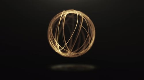 Golden Lines with Glitter Forming a Circle on a Black Background