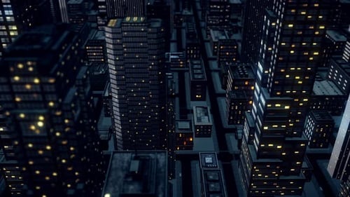 City Night Cartoon Moving Camera