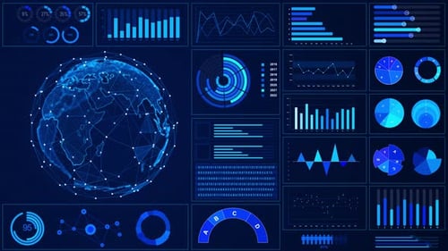 Modern Global Business Financial Infographics Diagram Background Motion Graph Chart Bars