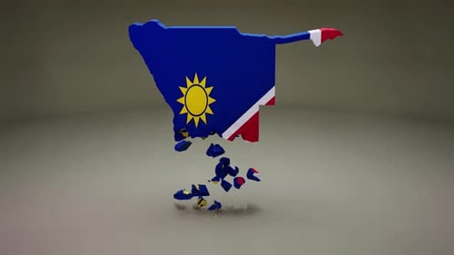 Namibia Map with Flag Reveal 3D Animation