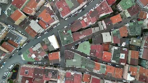 Bird's eye view of residential buildings in Istanbul's hilly region