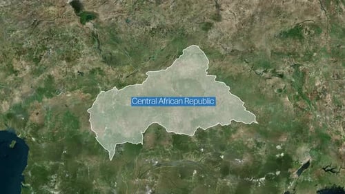 World Map Zoom into Central African Republic Outline Reveal
