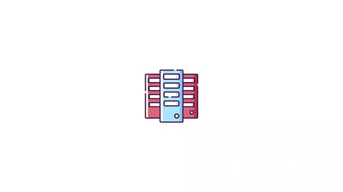 Flat Design Animated Server Rack Icon for Technology