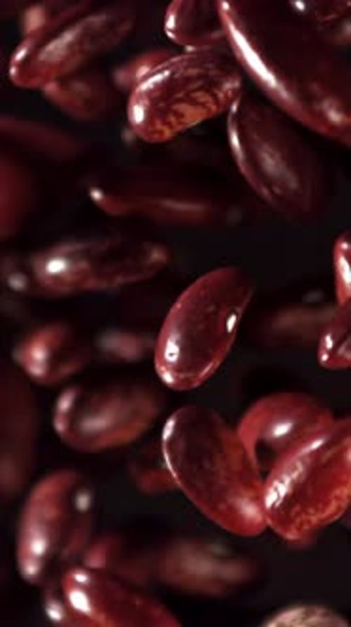 Red Beans Fly Up and Fall Down Filmed on a Highspeed Camera at 1000 Fps