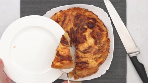 Freshly Baked Pie Served with Knife and Spatula