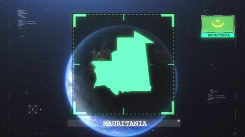 Mauritania Flag And Map Glitch Hud 4K