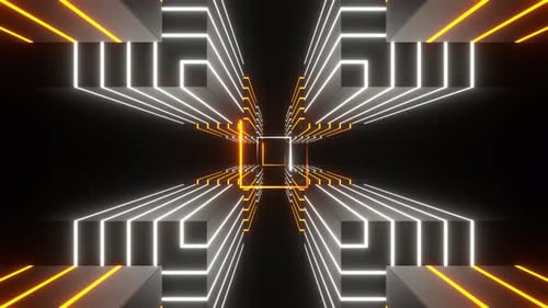 Orange And White Neon Squares Cyberspace Background Vj Loop In 4K