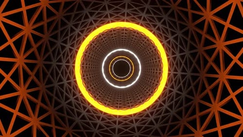 Orange And White Neon Light Grate Tunnel Background Vj Loop In 4K