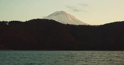 Ice, mountain and snow with water of natural scenery in the outdoor winter season of Japan