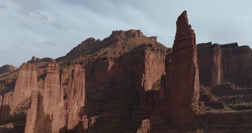 Aerial View of Fisher Towers in Moab's Red Rock Formations