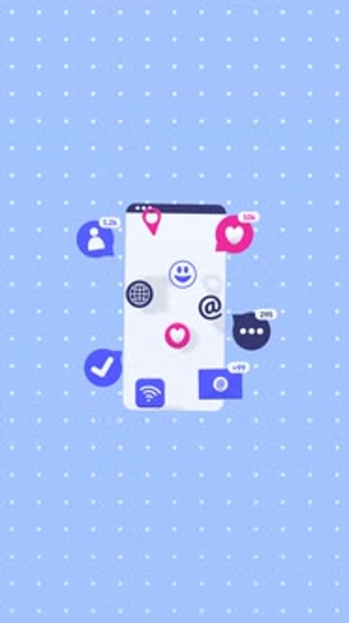 Vertical Animated Social Media Connectivity, Online Networking, and Online Marketing Concept.