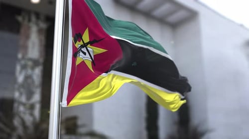 Realistic Waving Flag of Mozambique Loopable Animation