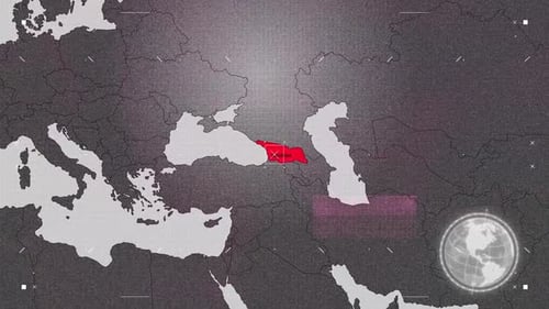 Digital World Map Country Highlight with Glitch Effect