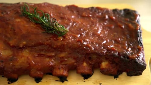 grilled and barbecue ribs pork with BBQ sauce
