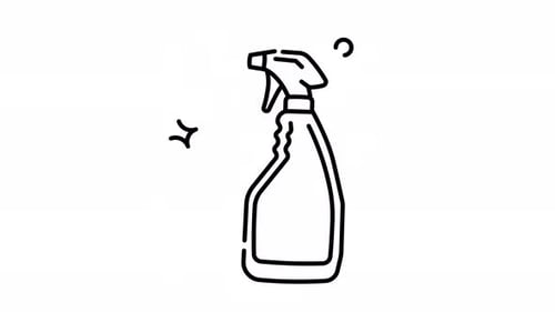 Animated Sketch Spray Bottle Cleaning Loop Icon