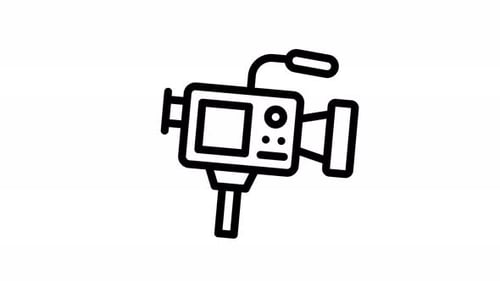 Animated Minimalist Video Camera Line Icon