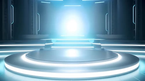 Podium Futuristische Vitrine mit Plattform für Produktausstellungen. Leeres modernes Bühnendisplay