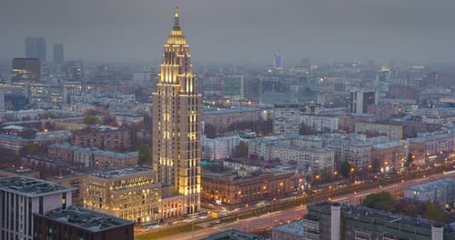 View of the Alcon Tower in Moscow from above
