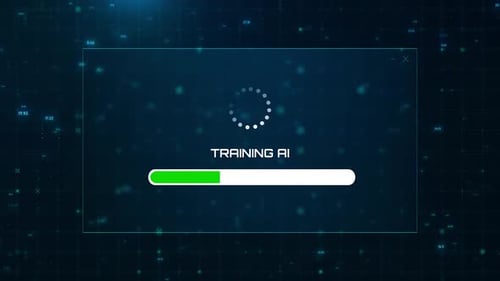 Artificial Intelligence Training Progress Bar and Successful AI Model Development Loading Screen