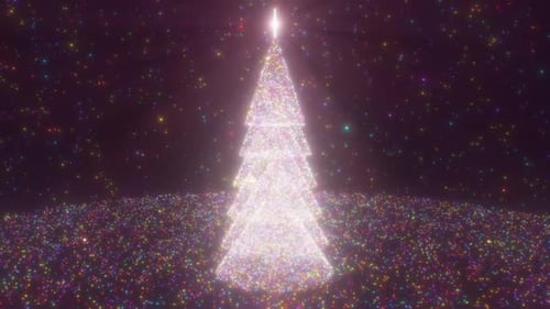 Beautiful Abstract Christmas Tree Sparkling Lights And Shining Stars