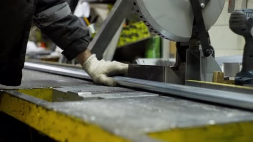 Closeup of Cutting Metal with a Machine Tool in Slow Motion