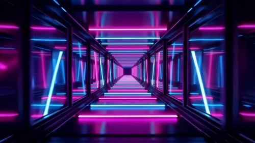 Futuristic Cyberpunk Neon Light Corridor Tunnel