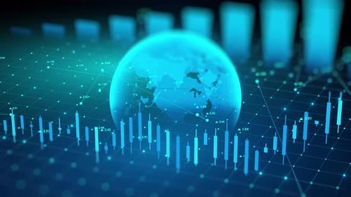 Global Financial Data with Candlestick ChartsGlobal Financial Market Growth Concept