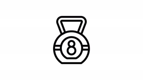 Animated Line Art Kettlebell Icon for Fitness and Health