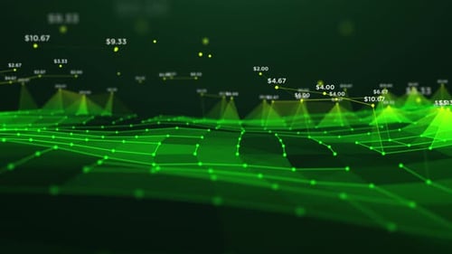 Abstract polygonal space with dots and lines motion Business Data Presentation Background