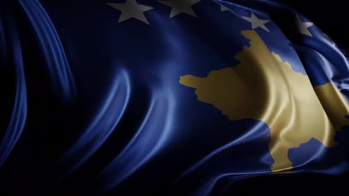 Realistic Waving Kosovo Flag National Identity Symbol