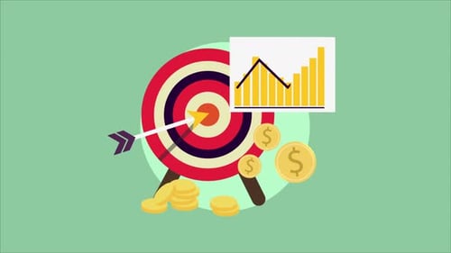 Financial Target Achievement with Animated Growth Chart and Coins