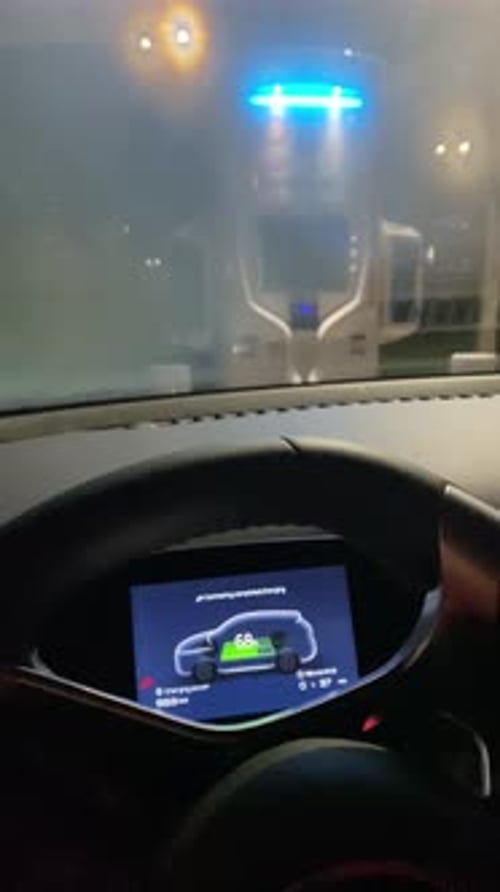 Charging Electric Vehicle at Night