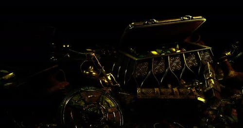 Ornate Golden Treasure Revealed from Shadow