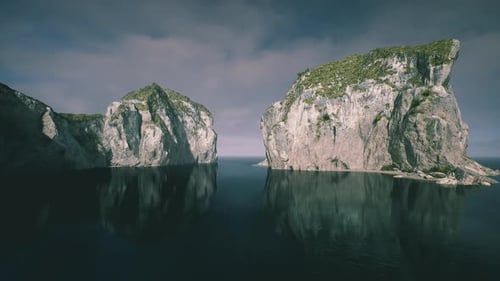 Aerial View of Majestic Sea Stacks in Calm Ocean