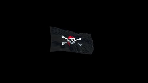 Pirate Flag Skull and Crossbones Waving Animation