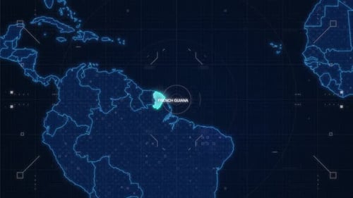 Futuristic Digital World Map UI Zoom and Location Pin